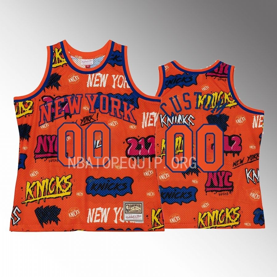 Custom New York Knicks Orange Slap Sticker HWC Swingman #00 Jersey