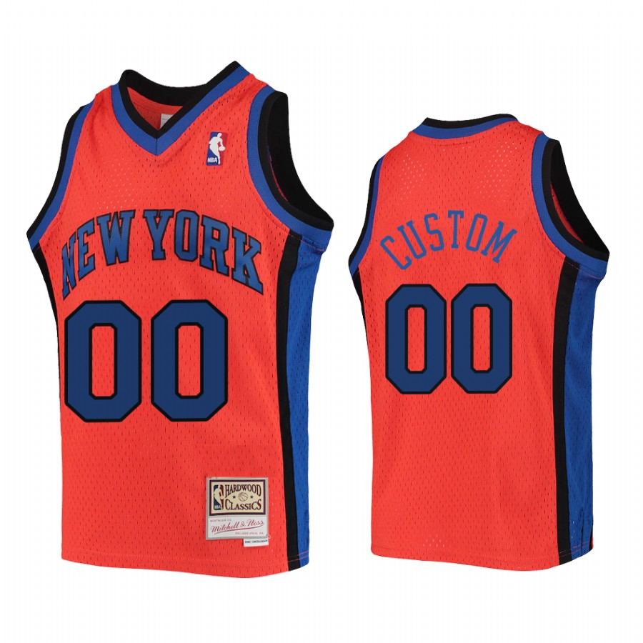 Custom New York Knicks Youth Orange Reload Jersey Hardwood Classics