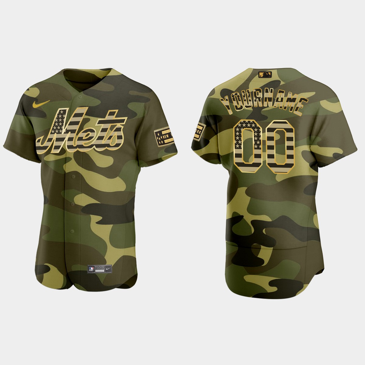 Custom New York Mets 2022 Armed Forces Day Jersey - Camo