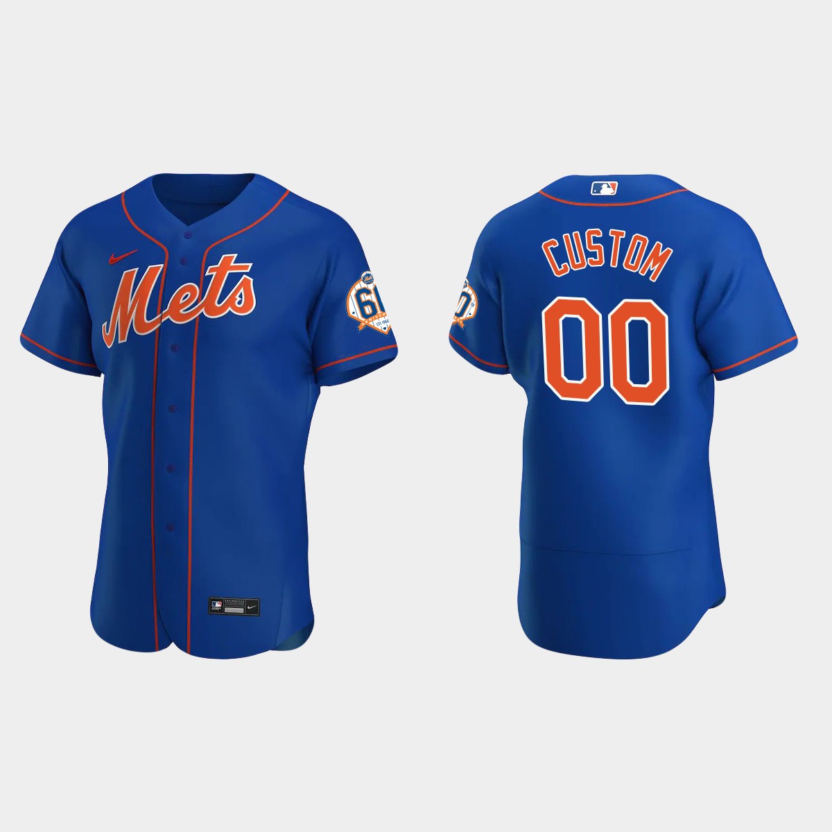 Custom New York Mets 60th Anniversary Alternate Jersey - Royal