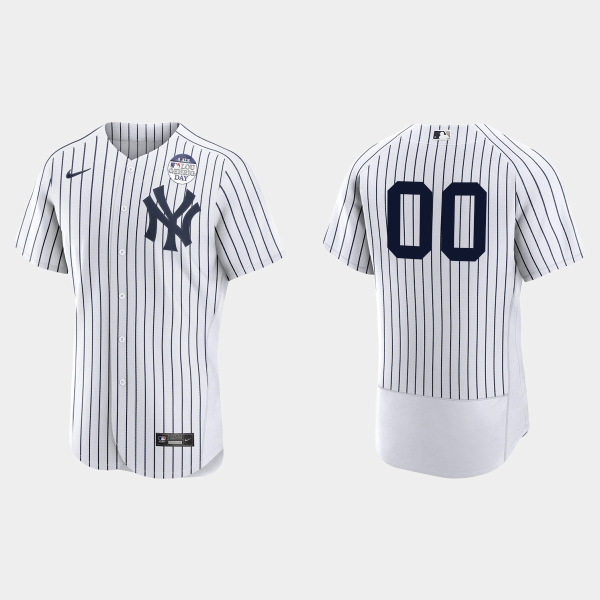 Custom New York Yankees 4 ALS Lou Gehrig Day Jersey - White