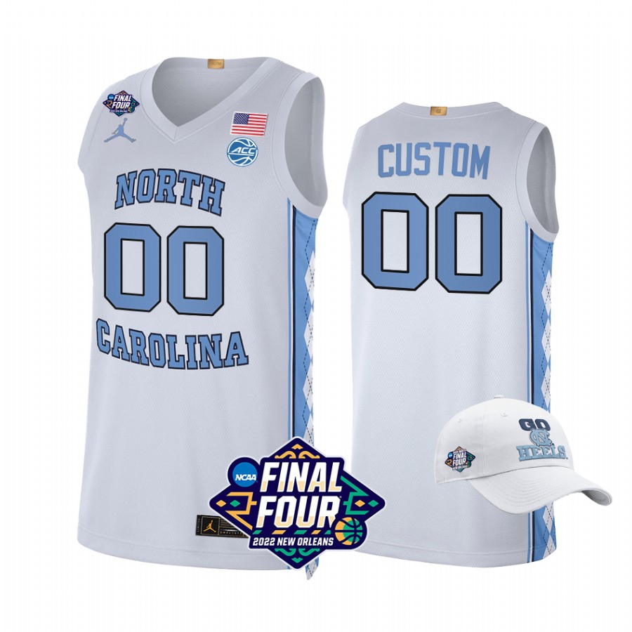 Custom North Carolina Tar Heels White Jersey 2022 March Madness Final Four