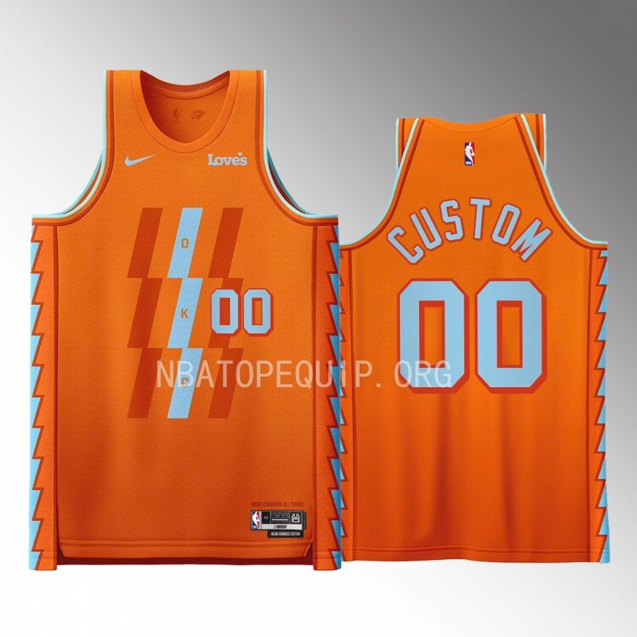 Custom Oklahoma City Thunder Orange #00 Jersey Aician Oranges Edition Fashion
