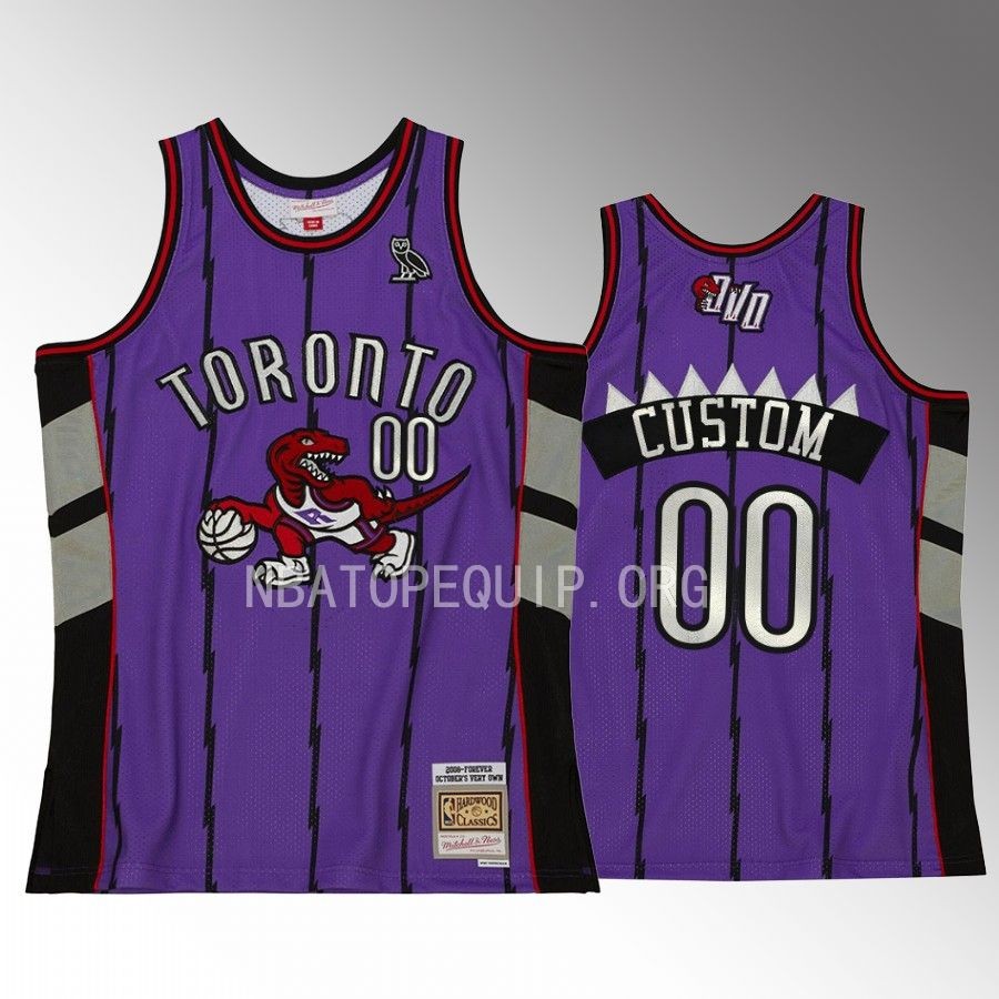 Custom OVO x Hardwood Classic Jersey Toronto Raptors #00 Purple Swingman Men's Shirt