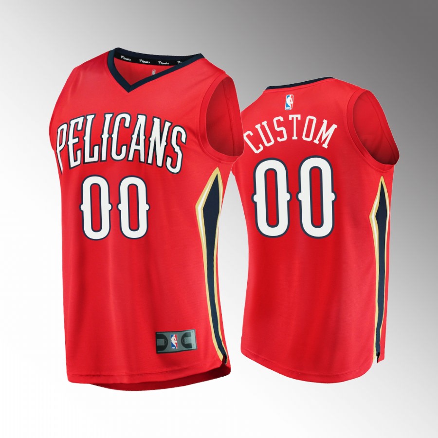 Custom Pelicans #00 Red Jersey Fast Break  2022-23 Statement