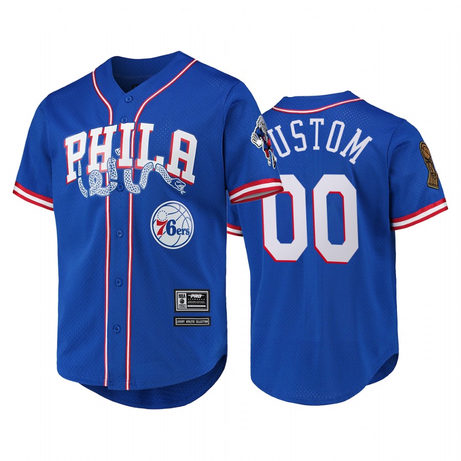 Custom Philadelphia 76ers Capsule Baseball #00 Royal Pro Standard Jersey