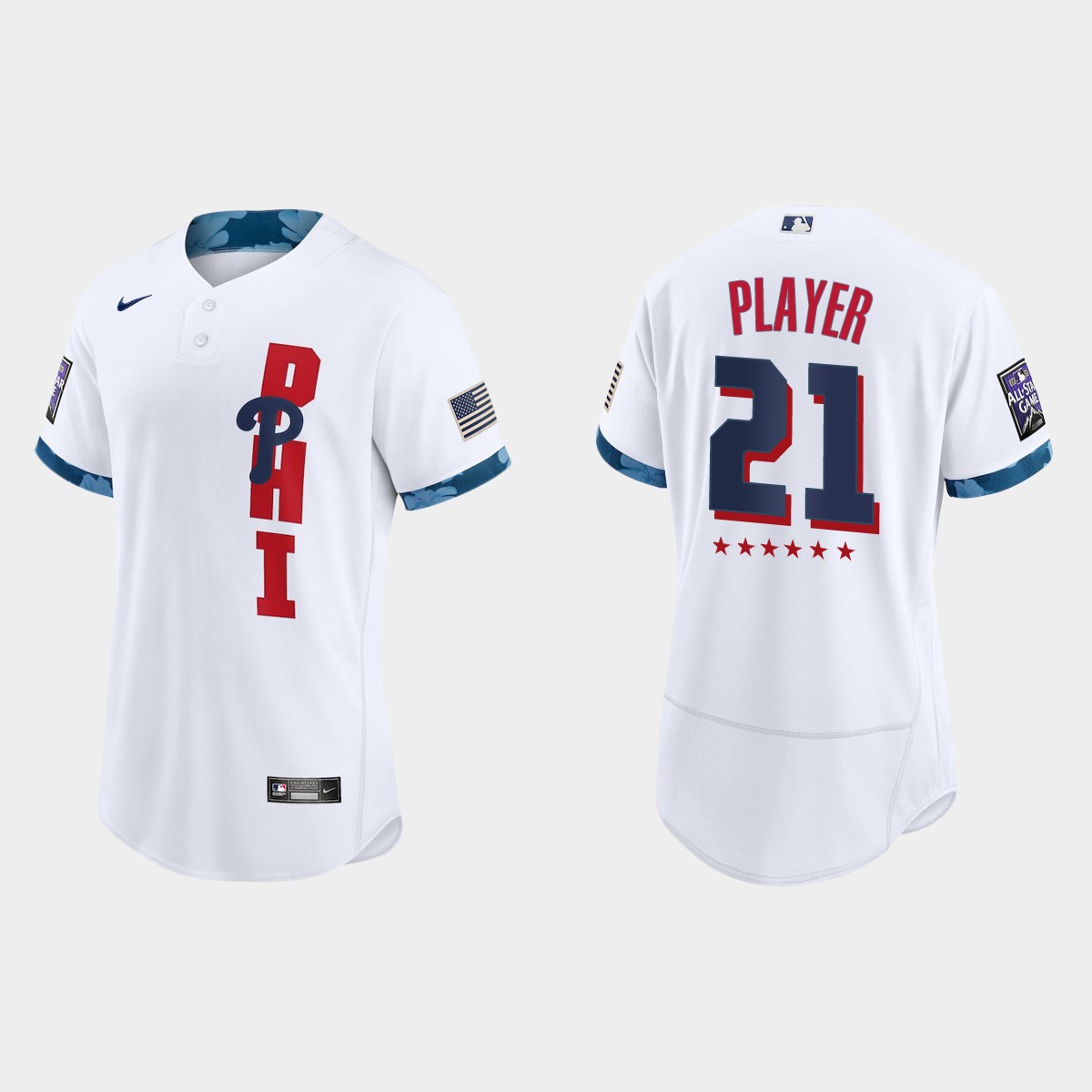 Custom Philadelphia Phillies 2021 MLB All-Star Game Jersey - White