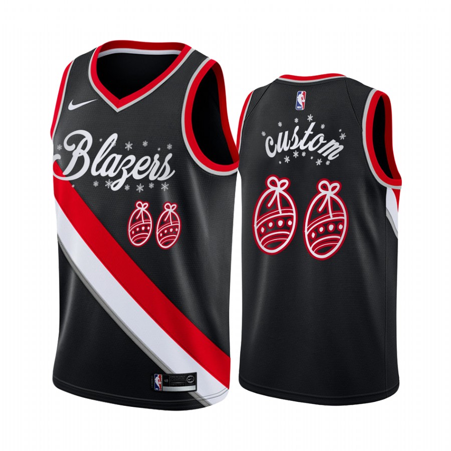 Custom Portland Trail Blazers 2020 Christmas Night Black Jersey Festive Special Edition