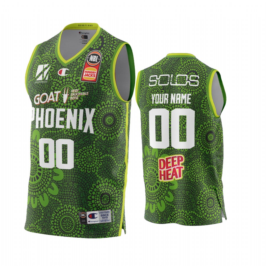 Custom S.E. Melbourne Phoenix NBL Indigenous Round 2022 Jersey #00 Green Special Edition Uniform