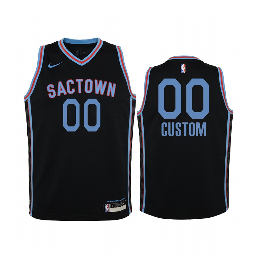Custom Sacramento Kings 2020-21 City Edition Youth Jersey - Black