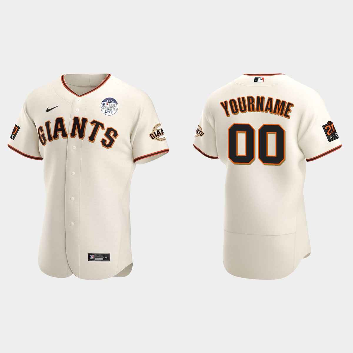 Custom San Francisco Giants 4 ALS Lou Gehrig Day Jersey - Cream