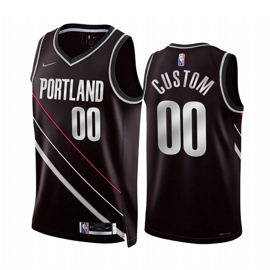 Custom Select Series Portland Trail Blazers #00 Black Jersey Diamond Badge