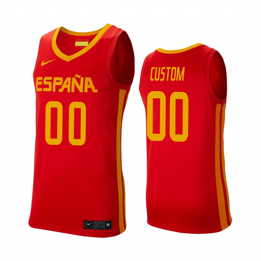 Custom Spain  2021 Tokyo Olympics Red #00 Jersey Away