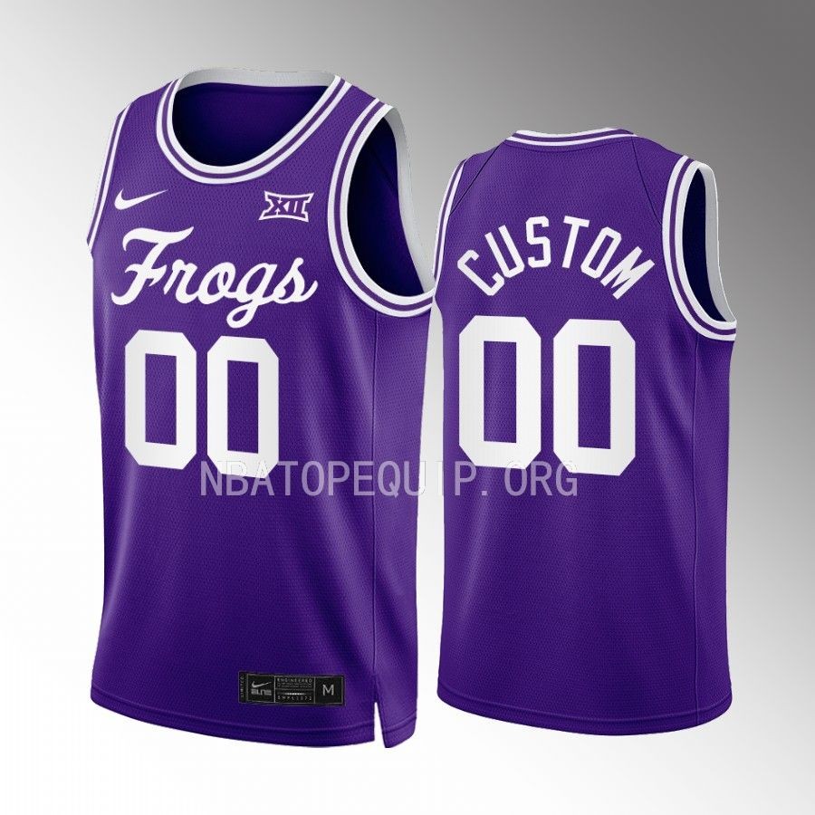 Custom TCU Horned Frogs Purple Jersey 2022-23 Retro