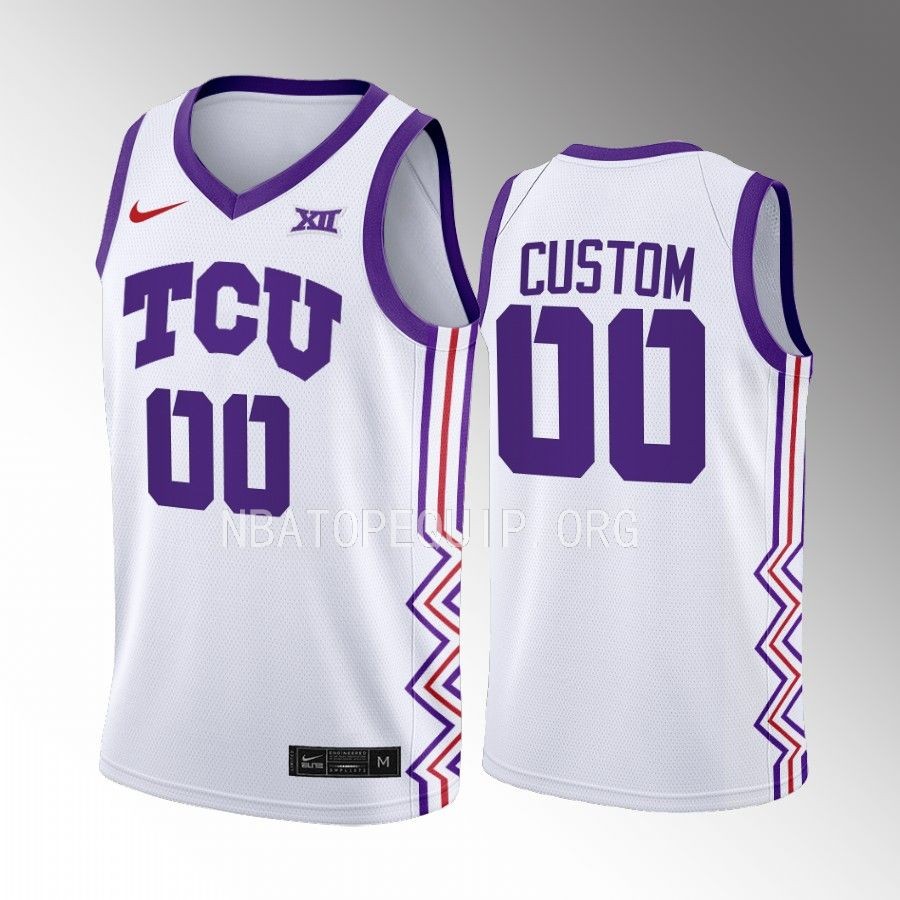 Custom TCU Horned Frogs White Jersey 2022-23 Home