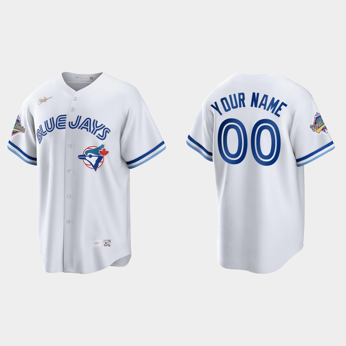 Custom Toronto Blue Jays 1992 World Series Patch Cooperstown Jersey - White
