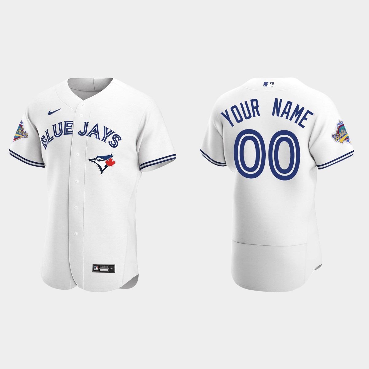 Custom Toronto Blue Jays 1992 World Series Patch Jersey - White