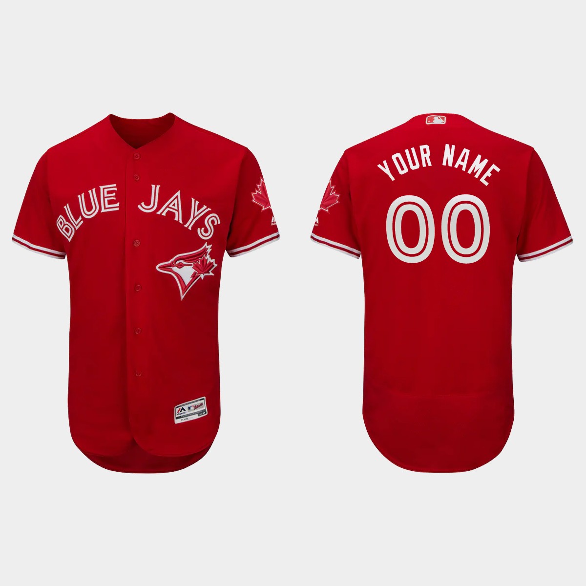 Custom Toronto Blue Jays Canada Day Flex Base Jersey - Scarlet