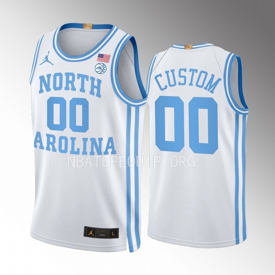 Custom UNC Tar Heels White Jersey 2022-23 Throwback Elite