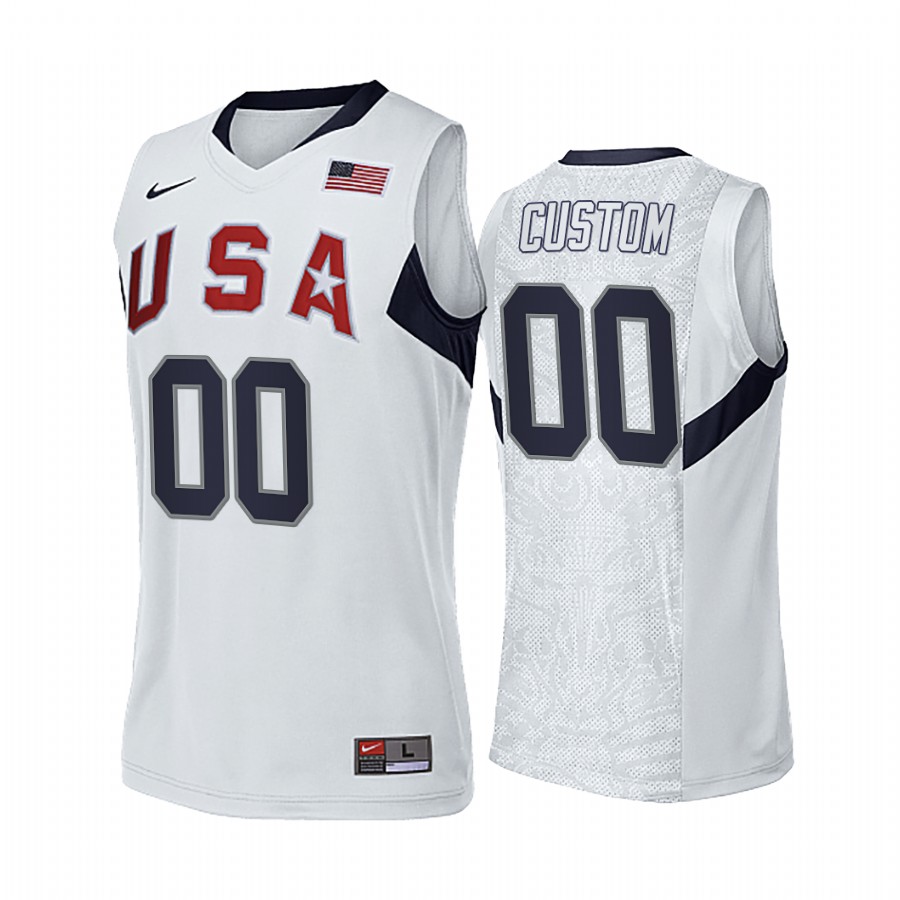 Custom USA  #00 White 2008 Summer Olympics Gold Winner Jersey