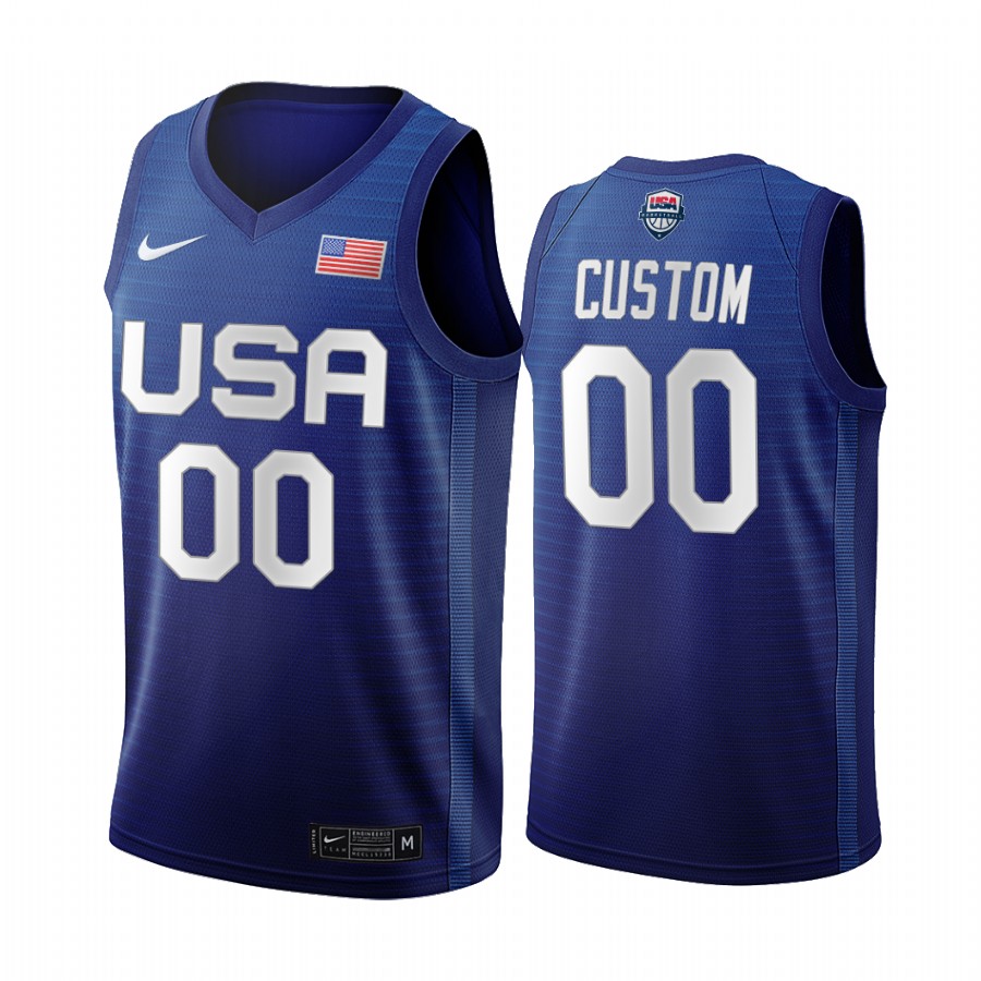 Custom USA Men's National Team #00 Navy 2020 Tokyo Olympics NBA Jersey