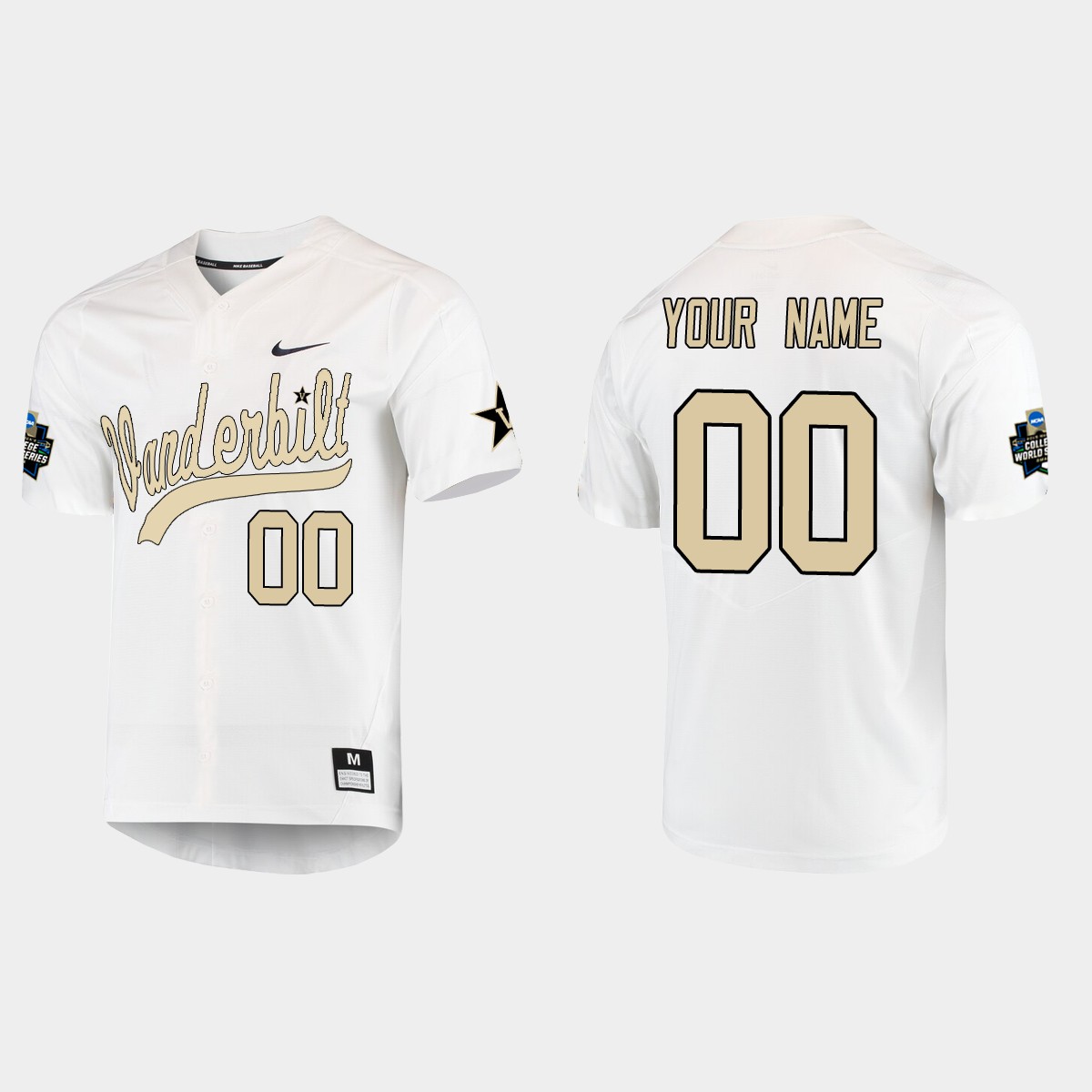 Custom Vanderbilt Commodores College World Series  Jersey - White