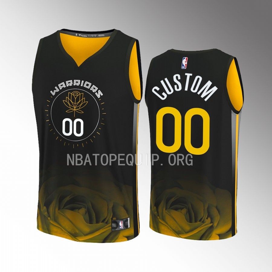 Custom Warriors #00 Black Jersey Fast Break Fastbreak 2022-23 City Edition