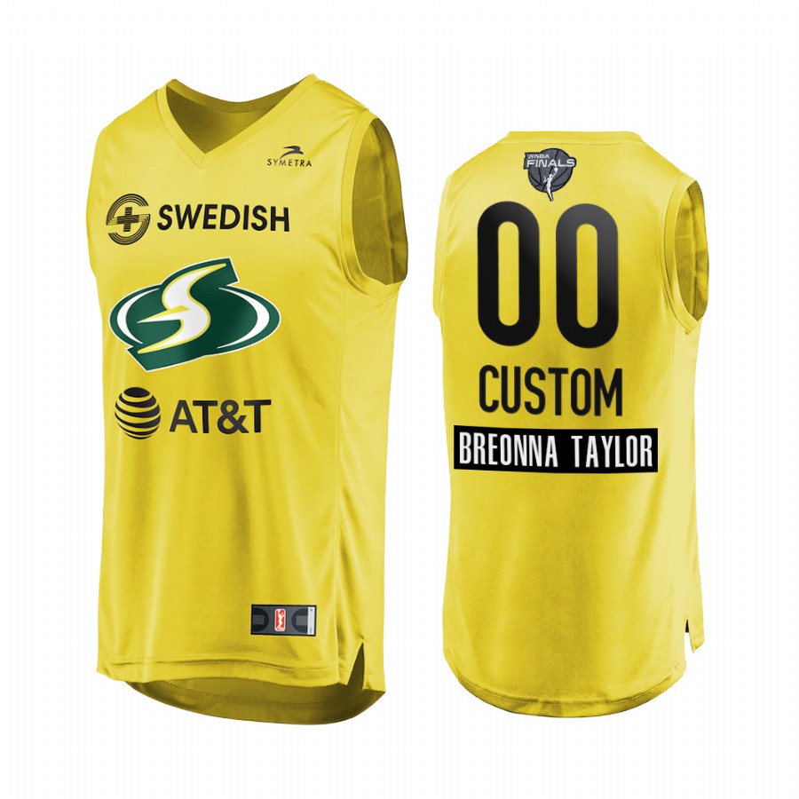 Custom WNBA 2020 WNBA Finals Bound Breonna Taylor Patch Men Yellow Jersey