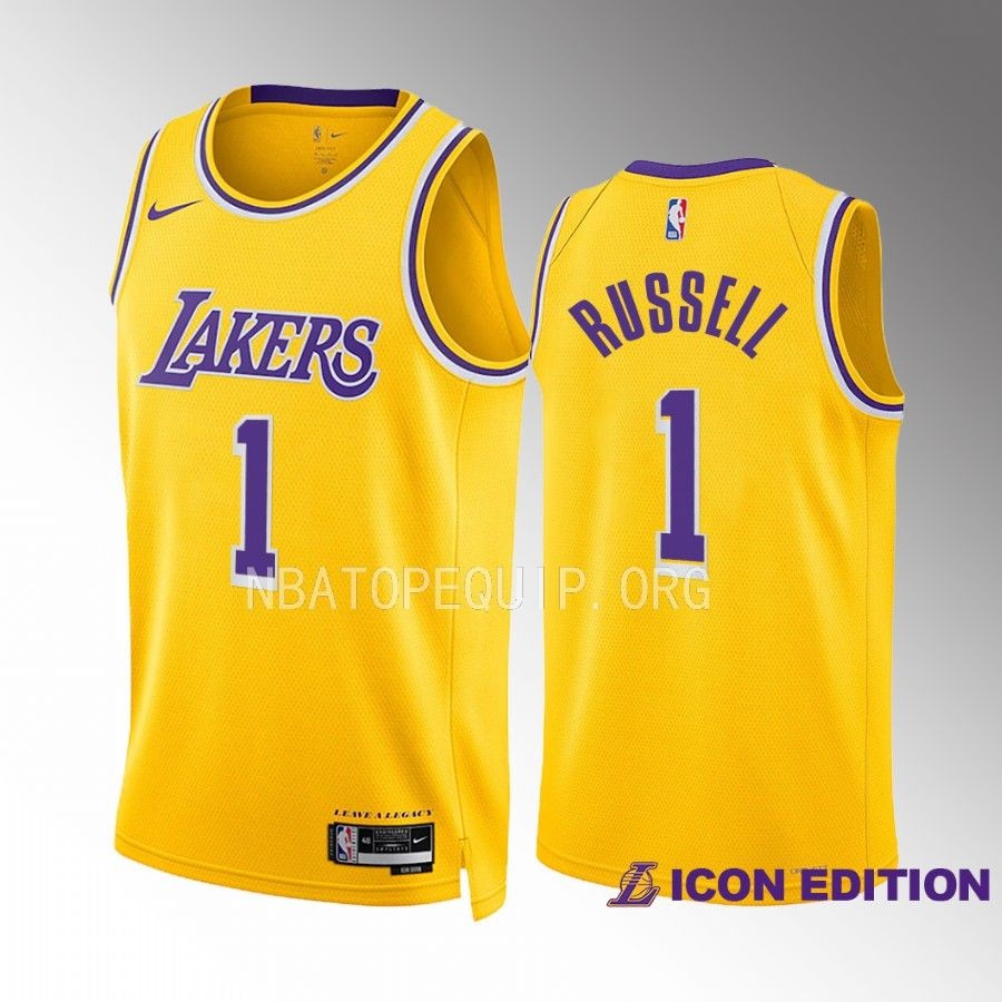 D'Angelo Russell 2022-23 Los Angeles Lakers Gold #1 Icon Edition Jersey Swingman