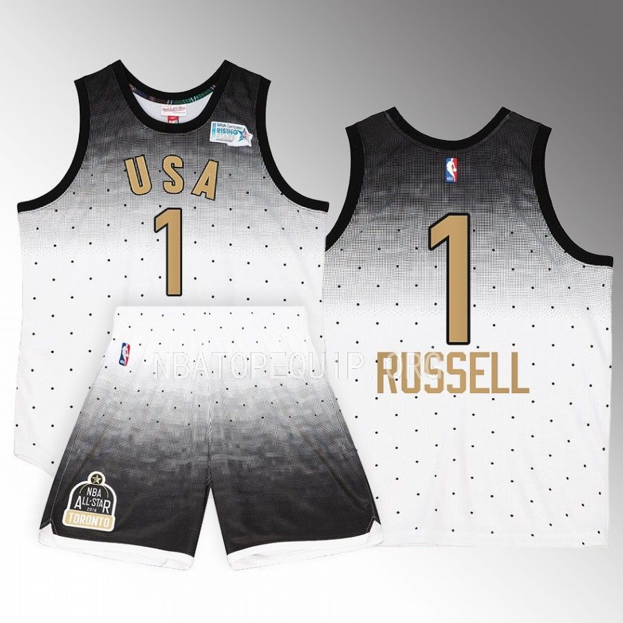 D'Angelo Russell All-Star USA Jersey 2016 NBA Rising Stars White #1 Shorts Set