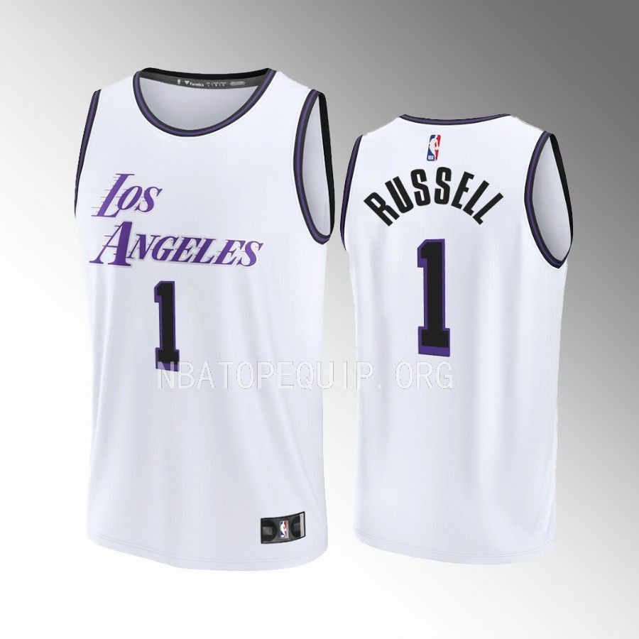 D'Angelo Russell Lakers #1 White Jersey Fast Break Fast Break Player 2022-23 Association Edition