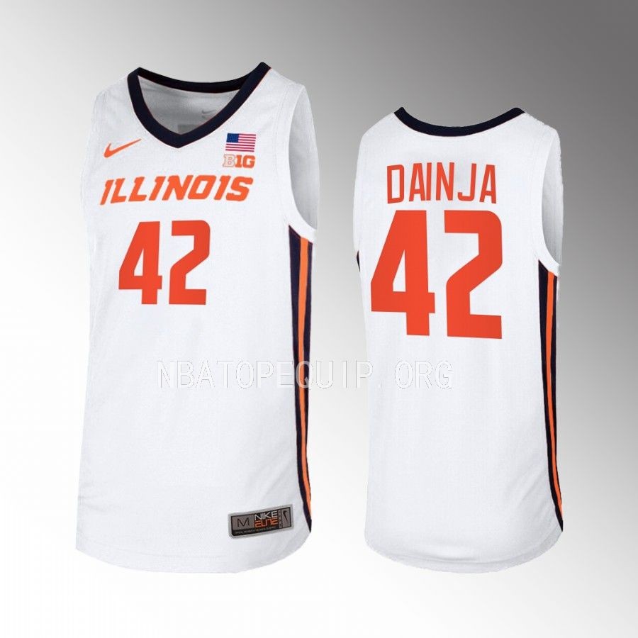 Dain Dainja Illinois Fighting Illini White Jersey 2022-23 Home