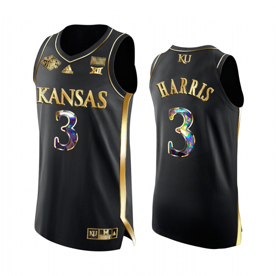 Dajuan Harris Kansas Jayhawks 2022 NCAA National Championship #3 Jersey Black Golden Diamond Edition