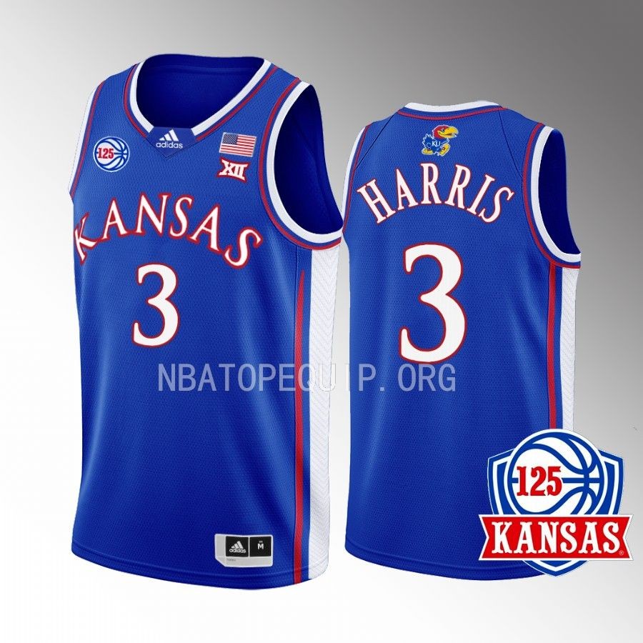 Dajuan Harris Kansas Jayhawks Blue Jersey 2022-23 125th Anniversary Away