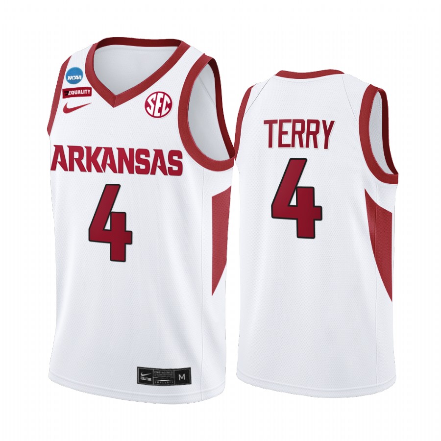 Dalen Terry Arkansas Razorbacks White Jersey 2022 NCAA March Madness Sweet 16
