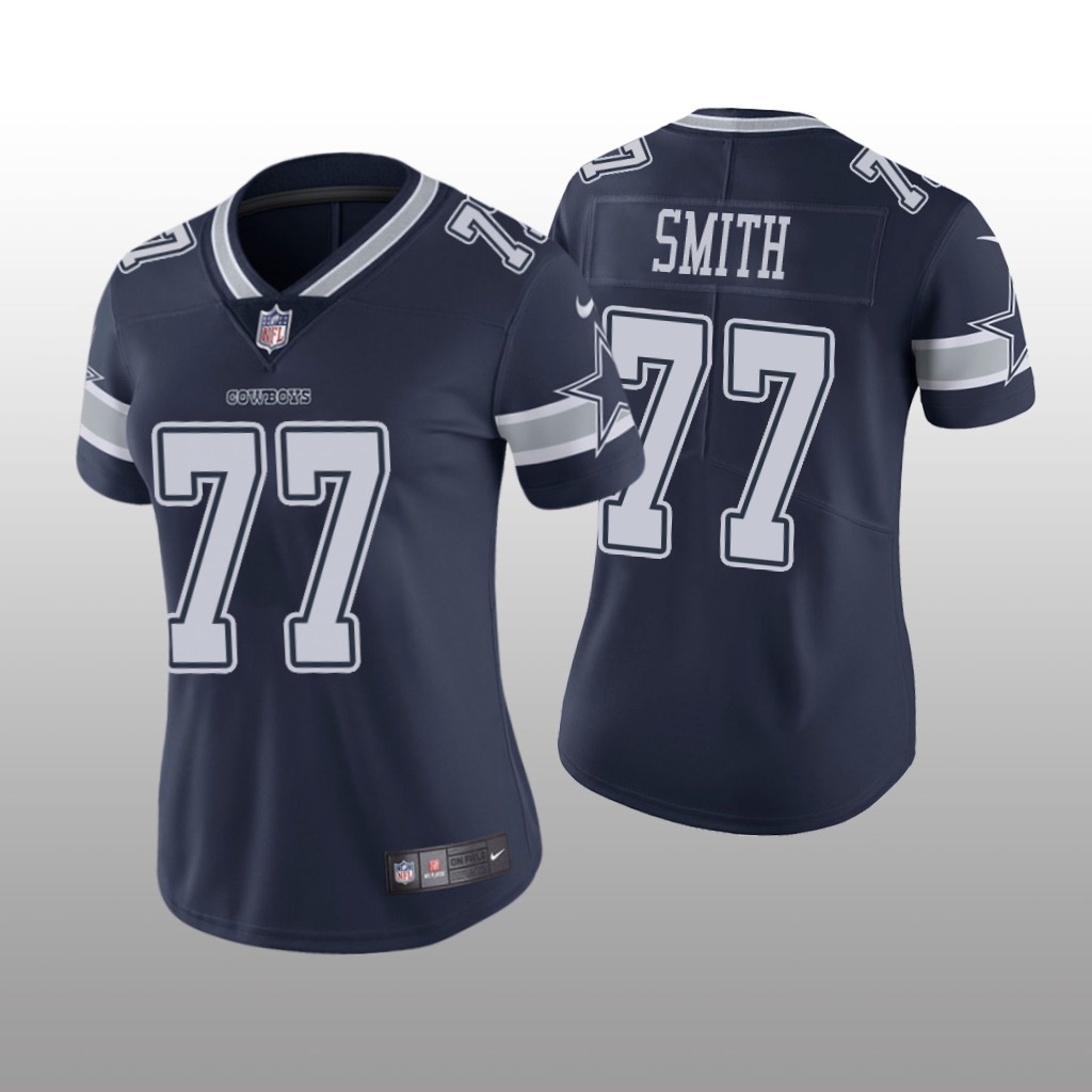 Dallas Cowboys #77 Navy Tyron Smith Game Jersey - Women