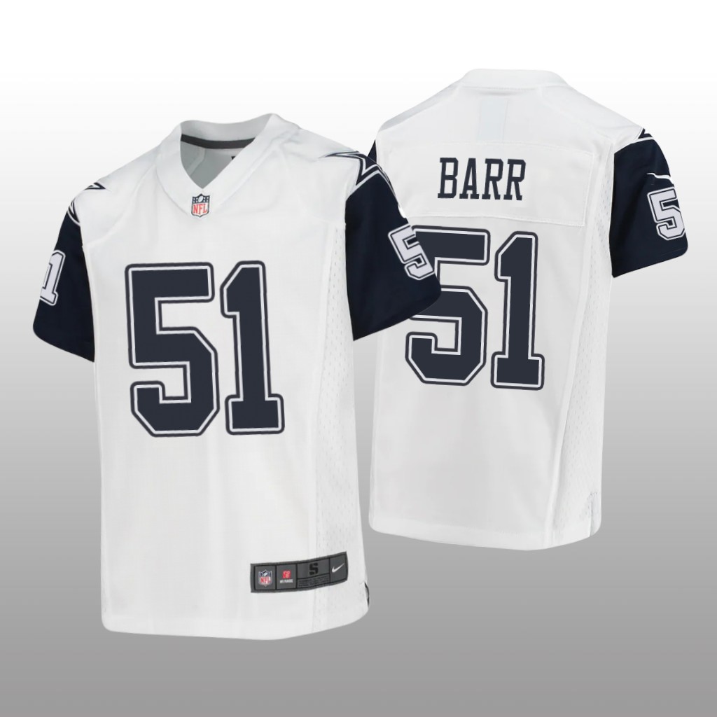 Dallas Cowboys Anthony Barr White Jersey Alternate Game - Youth
