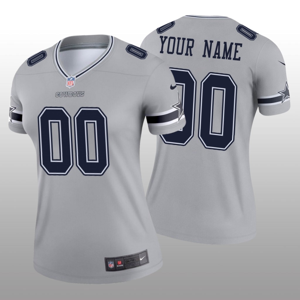 Dallas Cowboys Custom Silver Jersey Inverted Legend - Women's