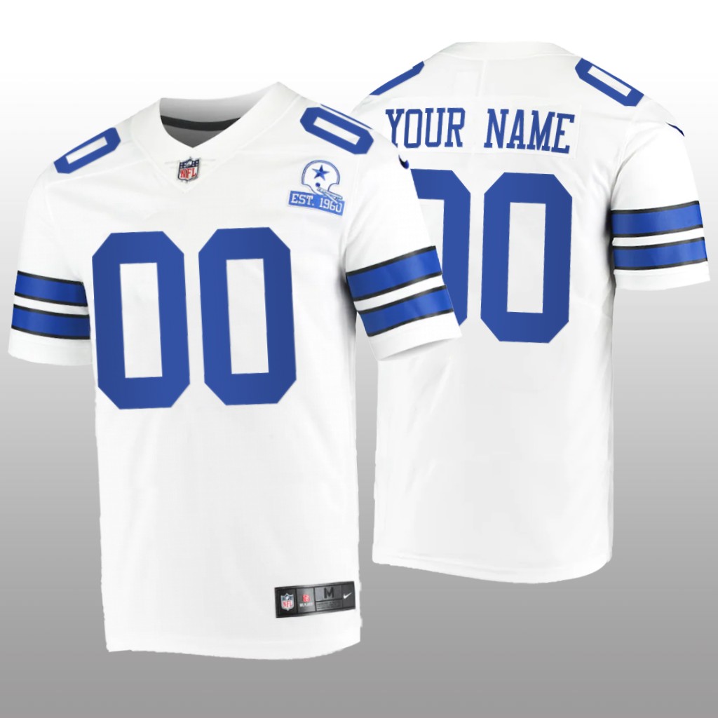 Dallas Cowboys Custom White Vintage Jersey 60th Season - Men's