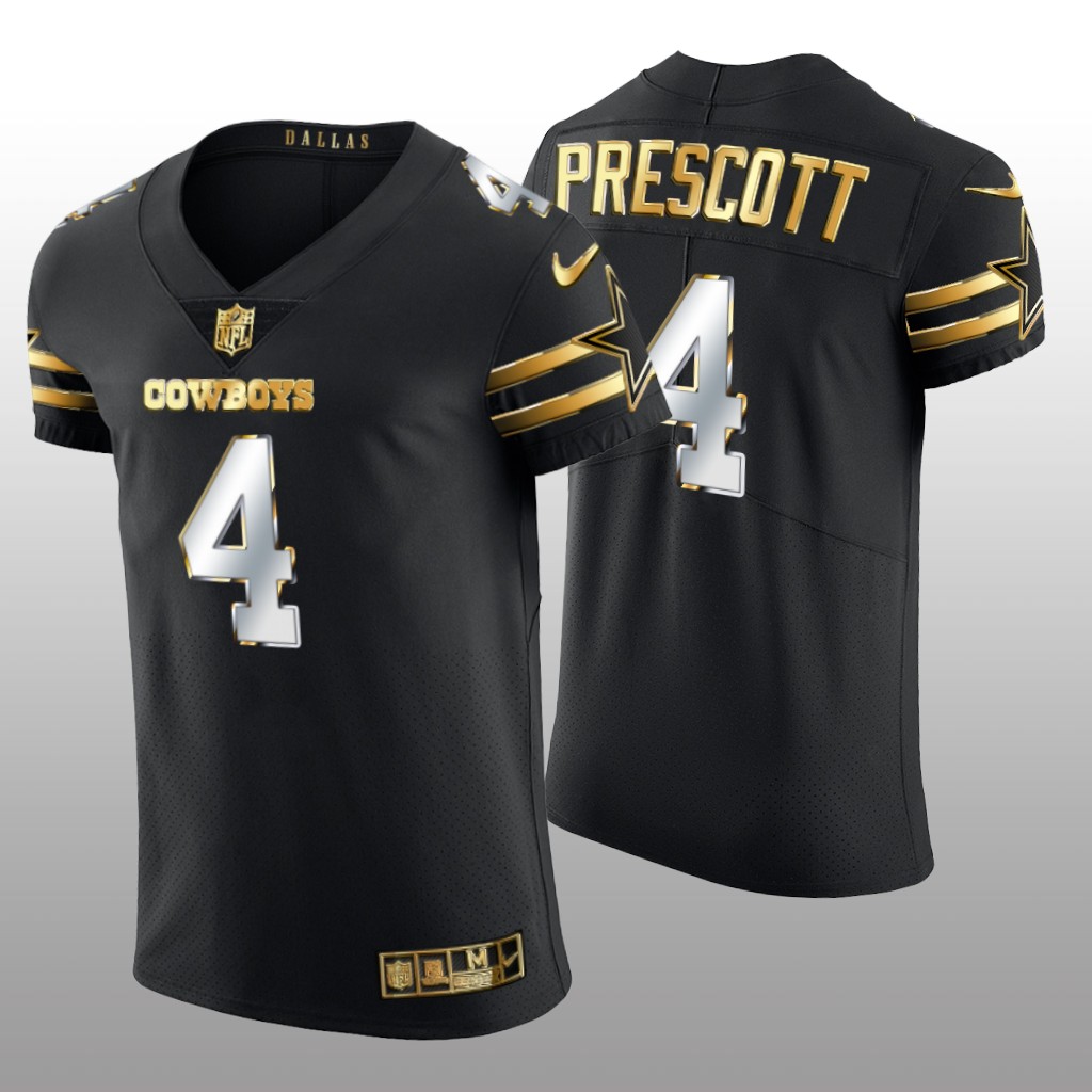 Dallas Cowboys Dak Prescott Black Elite Jersey Golden Edition Men's