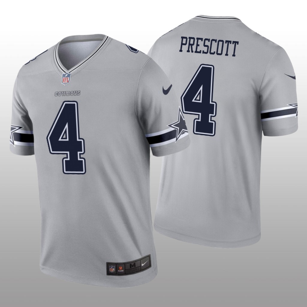 Dallas Cowboys Dak Prescott Gray Jersey Inverted Legend - Men's