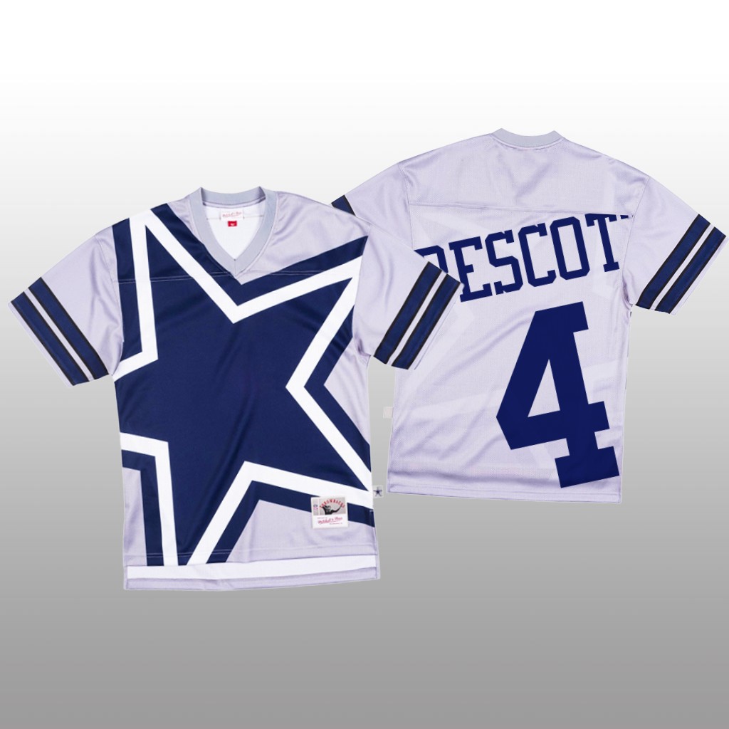 Dallas Cowboys Dak Prescott Mitchell & Ness Gray Jersey Big Face - Men's