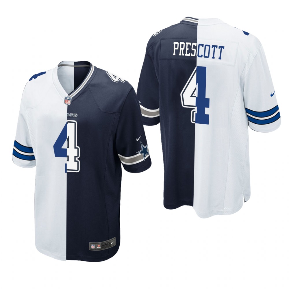 Dallas Cowboys Dak Prescott Navy White Game Split - Men's