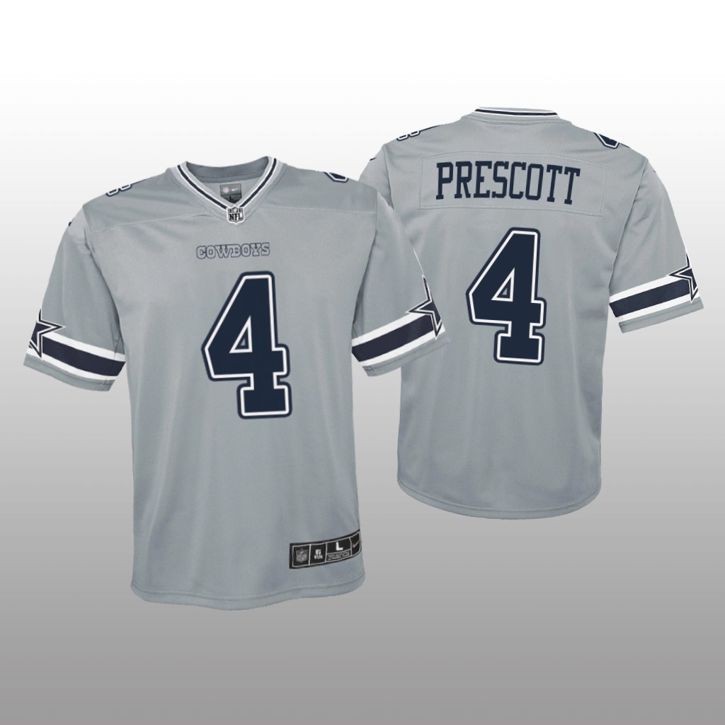 Dallas Cowboys Dak Prescott Silver Jersey Inverted Game - Youth