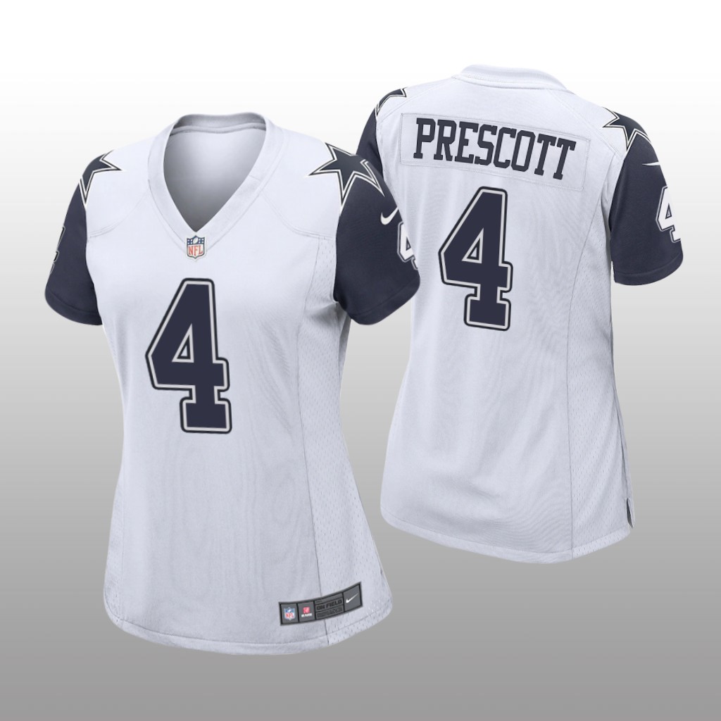 Dallas Cowboys Dak Prescott White Jersey Alternate Game - Women's