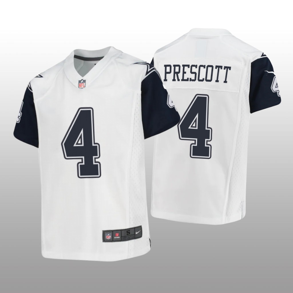 Dallas Cowboys Dak Prescott White Jersey Alternate Game - Youth