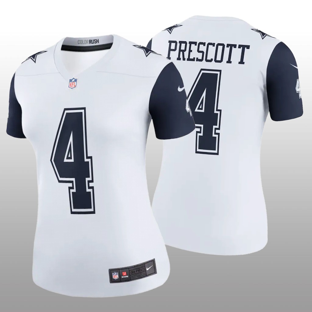 Dallas Cowboys Dak Prescott White Jersey Color Rush Legend - Women's