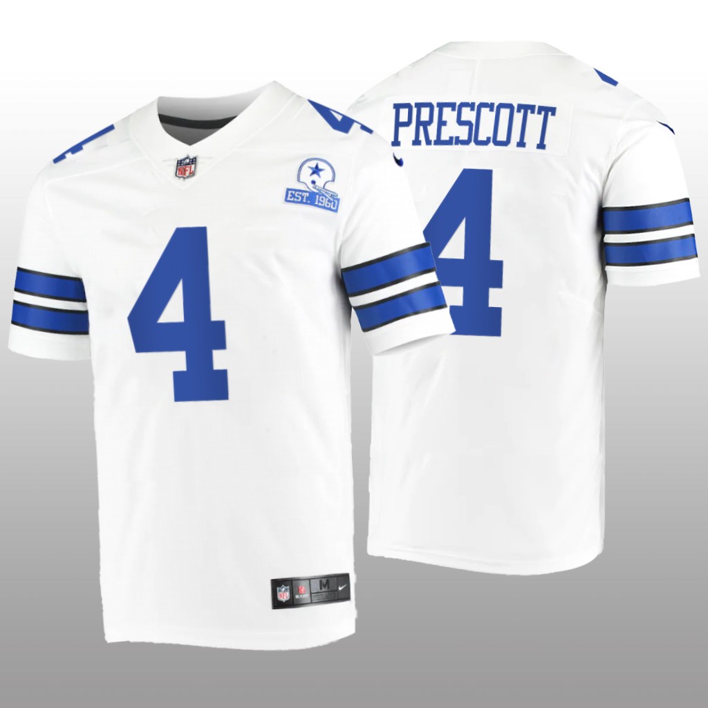 Dallas Cowboys Dak Prescott White Vintage Jersey 60th Season - Men's
