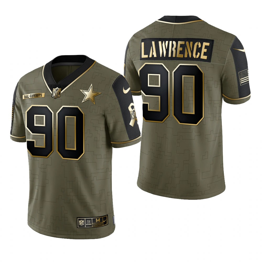 Dallas Cowboys Demarcus Lawrence Olive Gold Limited Jersey 2021 Salute To Service - Men's