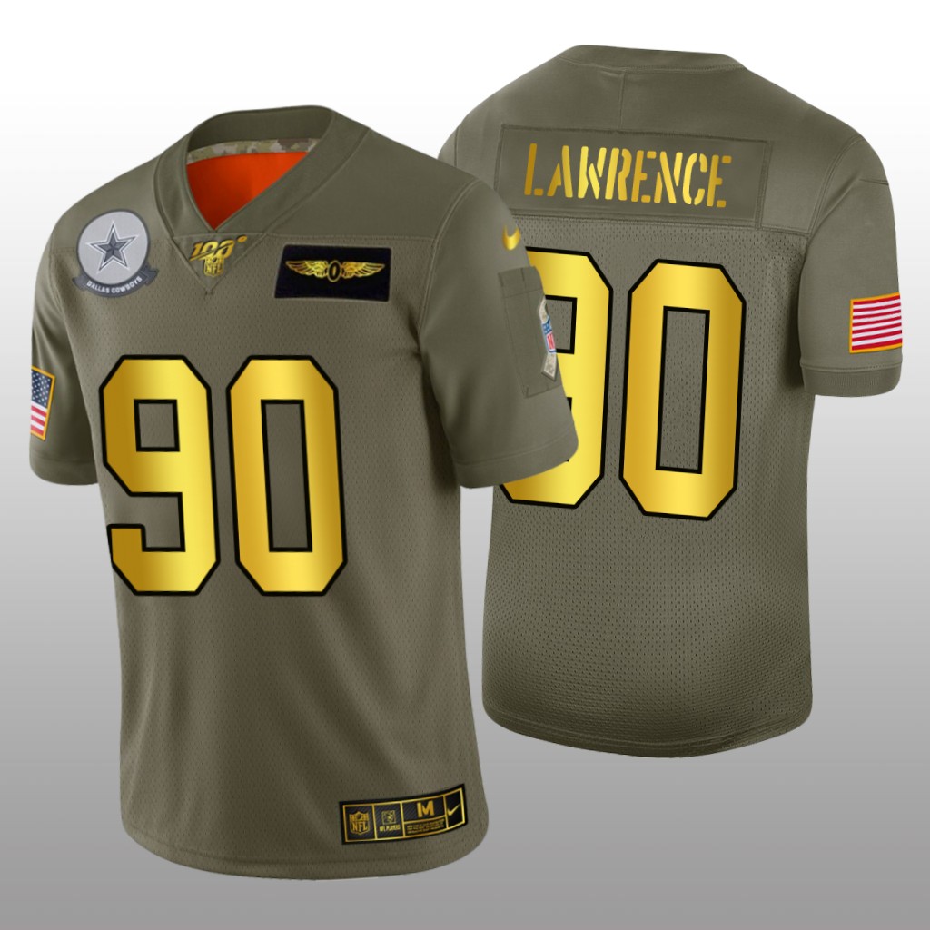 Dallas Cowboys Demarcus Lawrence Olive Golden NFL 100 Jersey 2019 Salute to Service - Men's